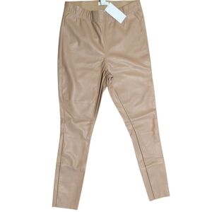H&M Vegan Leather Leggings Tan‎ High Rise Skinny Pants Women's Size 12